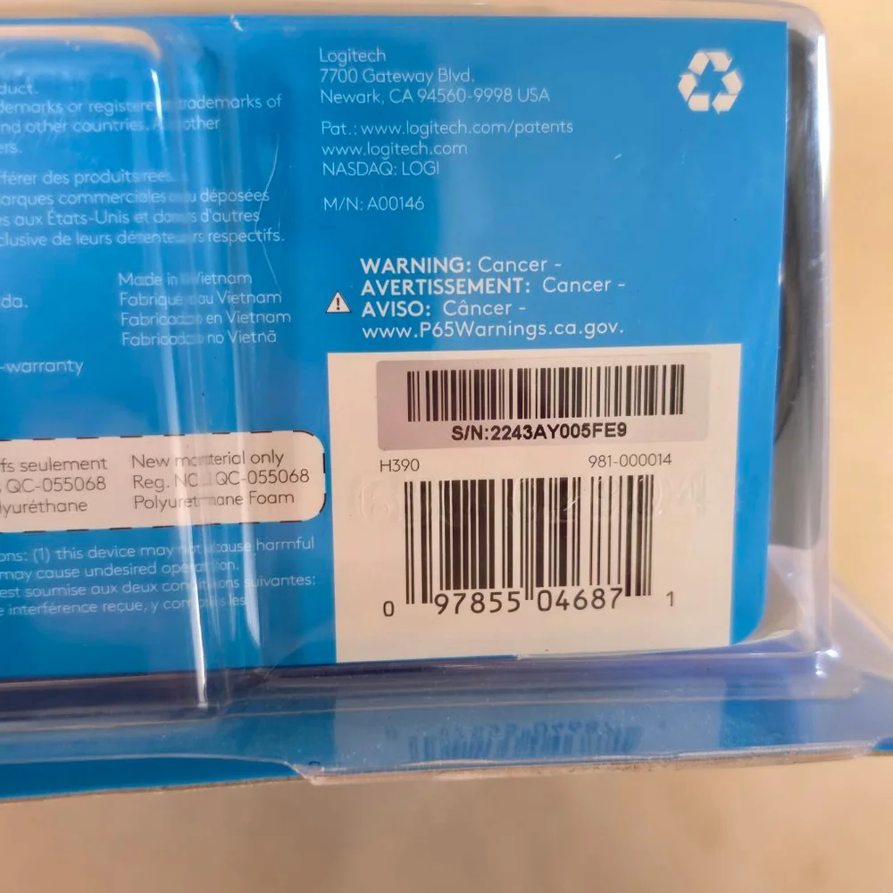 Brand New Logitech H390 Over-Head Comfort USB Headset - Conference Teams Zoom